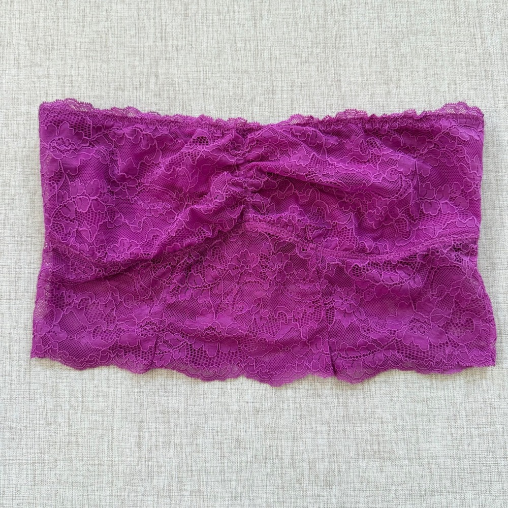 American Eagle Purple Floral Lace Bandeau Longline Wireless Bralette Medium